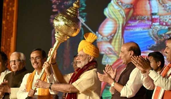 Indian Prime Minister celebrating Dussehra