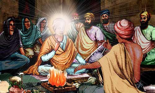 Janeoo ceremony - Guru Nanak Dev Jee explains to the Pandit about true Janeoo